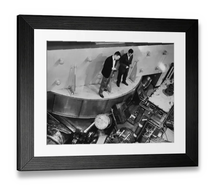 Framed Print : Enrico Fermi and John Marshall Looking at Synchrocyclotron Framed Print : Enrico Fermi and John Marshall Looking at Synchrocyclotron