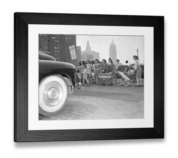 Framed Print : Mothers with Baby Carriages Demonstrating Due to Traffic Dangers Framed Print : Mothers with Baby Carriages Demonstrating Due to Traffic Dangers