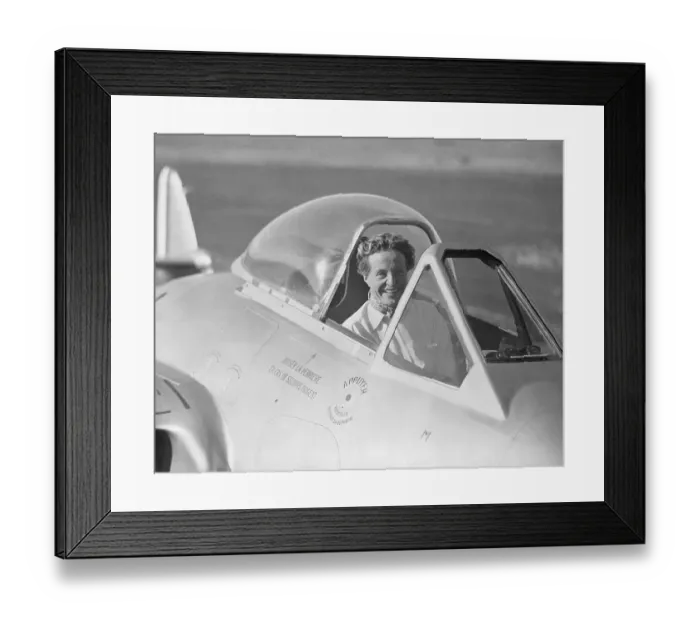 Framed Print : French Aviatrix Jacqueline Auriol Sitting in Plane Framed Print : French Aviatrix Jacqueline Auriol Sitting in Plane