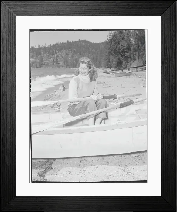 Framed Print : Rita Hayworth Relaxing in Rowboat Framed Print : Rita Hayworth Relaxing in Rowboat