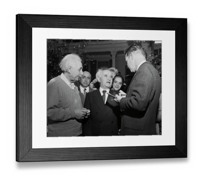 Framed Print : Albert Einstein and David Ben-Gurion Talking to Reporters Framed Print : Albert Einstein and David Ben-Gurion Talking to Reporters