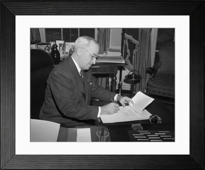 Framed Print : President Truman Signing Congressional Bill Framed Print : President Truman Signing Congressional Bill