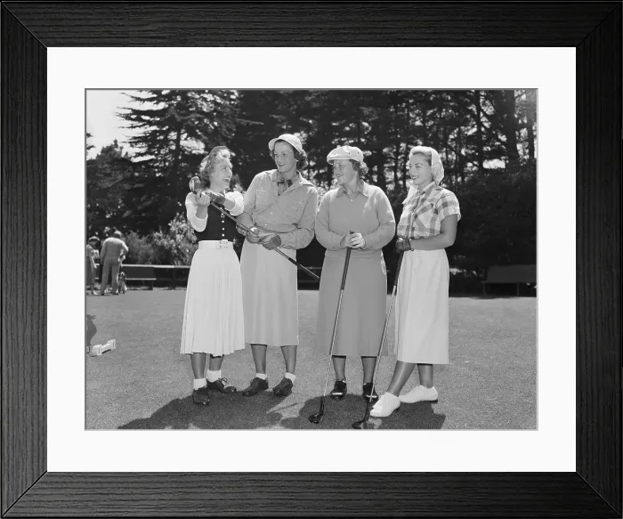 Framed Print : Four Foremost Women Golfers Standing with Golf Club Framed Print : Four Foremost Women Golfers Standing with Golf Club