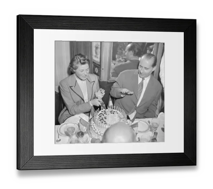 Framed Print : Ingrid Bergman Decorating Birthday Cake with Husband Framed Print : Ingrid Bergman Decorating Birthday Cake with Husband