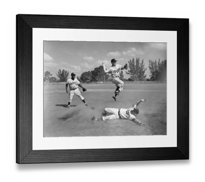 Framed Print : Jackie Robinson, Pee Wee Reese;Double Pla Framed Print : Jackie Robinson, Pee Wee Reese;Double Pla