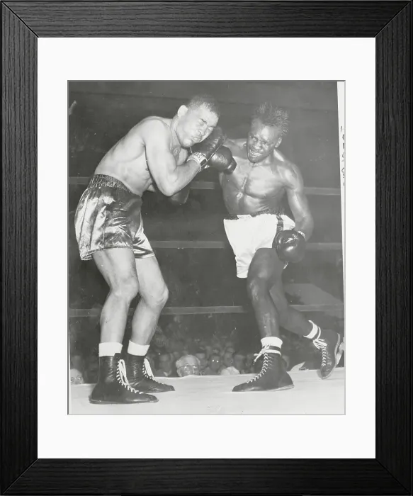 Framed Print : The Brown Bomber Takes a Hard Right Framed Print : The Brown Bomber Takes a Hard Right