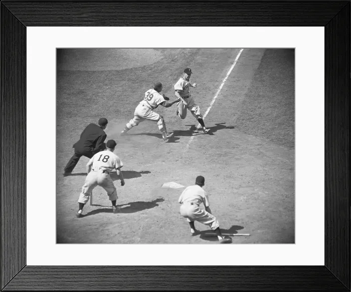 Framed Print : Roy Campanella Tagging Peter Castiglione Framed Print : Roy Campanella Tagging Peter Castiglione