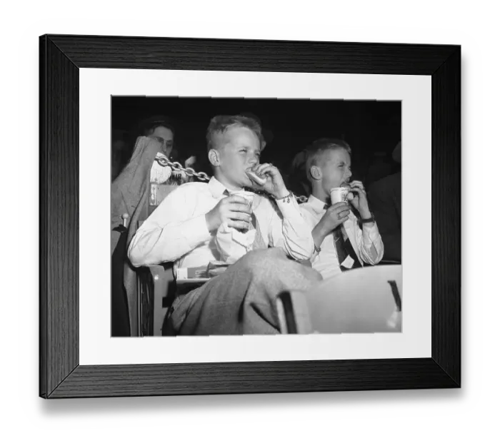 Framed Print : Vogeler Boys Eating Hot Dogs at Baseball Game Framed Print : Vogeler Boys Eating Hot Dogs at Baseball Game