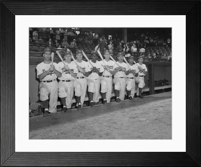 Framed Print : Dodger Players Posing with Baseball Bats Framed Print : Dodger Players Posing with Baseball Bats