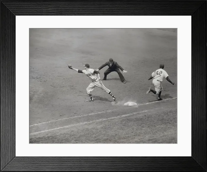 Framed Print : Jackie Robinson Making Successful Run to First Base Framed Print : Jackie Robinson Making Successful Run to First Base