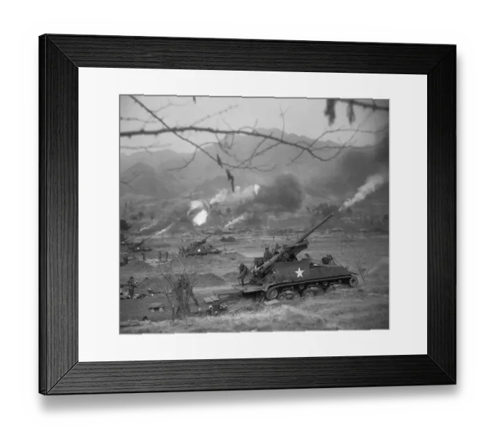 Framed Print : UN Artillery Firing on Communists