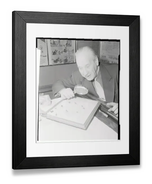 Framed Print : Roy Heckler Watching His Flea Circus Performing