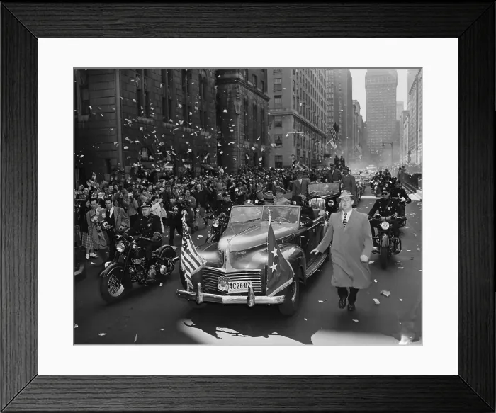 Framed Print : Douglas MacArthur Riding in Parade
