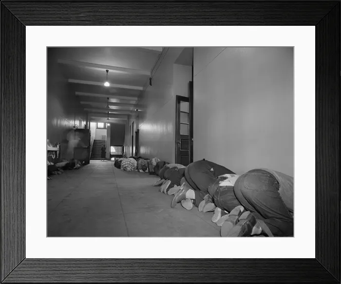 Framed Print : Children During Air Raid Drill Framed Print : Children During Air Raid Drill