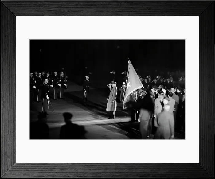 Framed Print : General MacArthur Saluting Honor Guard Framed Print : General MacArthur Saluting Honor Guard