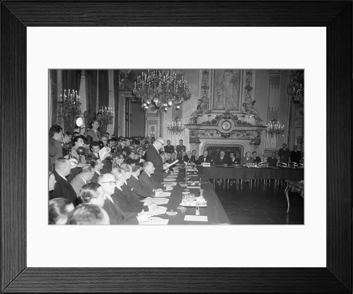 Framed Print : Robert Schuman Adresses Meeting Framed Print : Robert Schuman Adresses Meeting