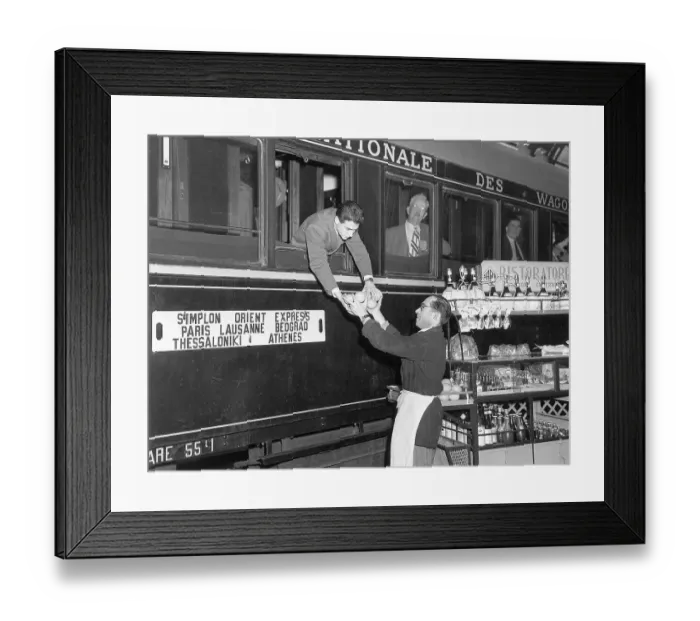 Framed Print : Worker Hands Man on Train Oranges Framed Print : Worker Hands Man on Train Oranges