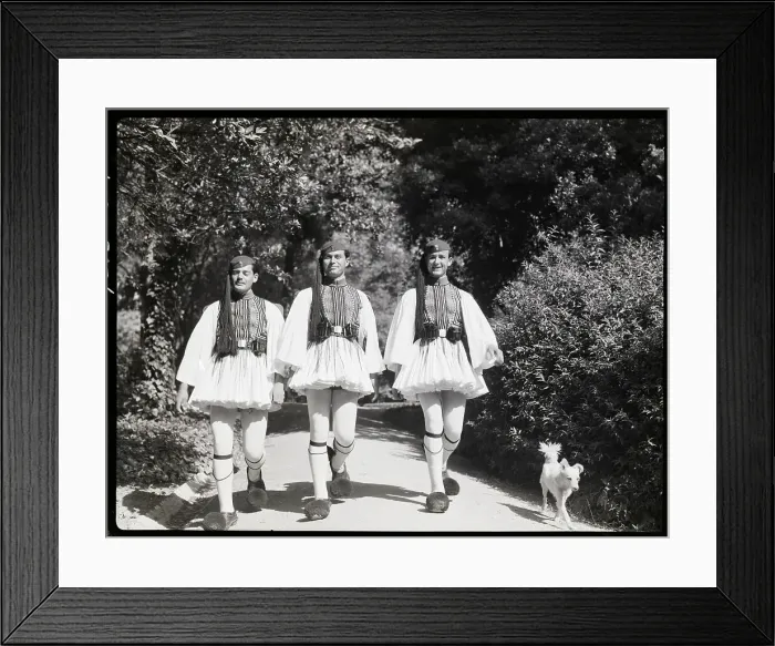 Framed Print : Guards in Parade Uniform Stroll in Park