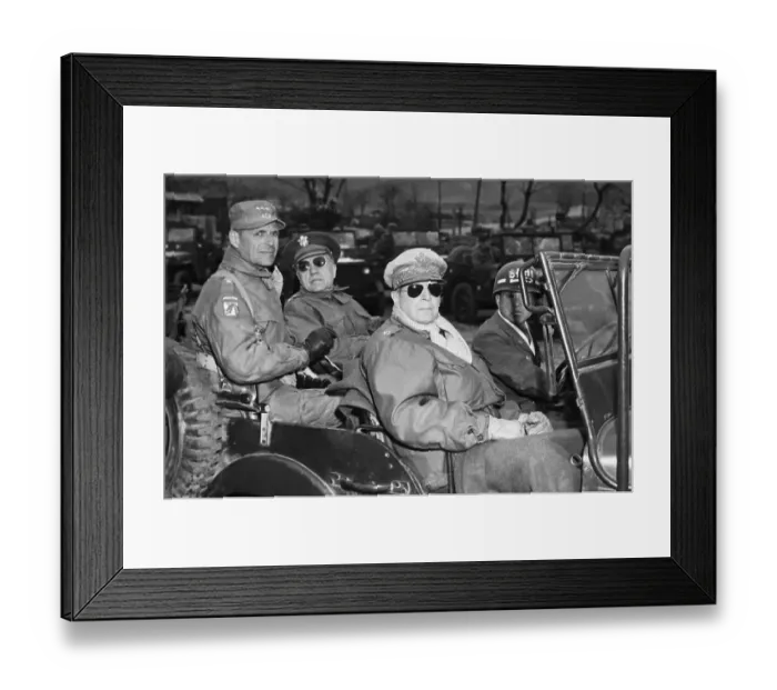 Framed Print : Gens. MacArthur, Hickey, Others in Jeep Framed Print : Gens. MacArthur, Hickey, Others in Jeep