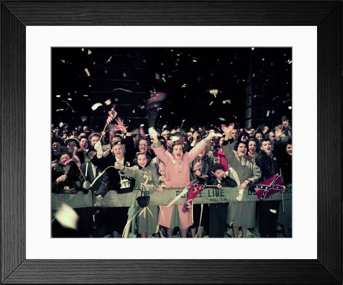 Framed Print : Civilians Shouting and Waving Flags Behind Street Barricades Framed Print : Civilians Shouting and Waving Flags Behind Street Barricades