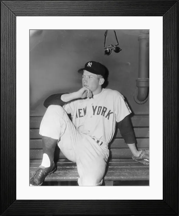 Framed Print : Mickey Mantle Sitting in Dugout Framed Print : Mickey Mantle Sitting in Dugout