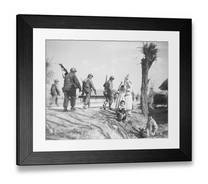 Framed Print : Korean Women Happily Welcome American Soldiers Framed Print : Korean Women Happily Welcome American Soldiers