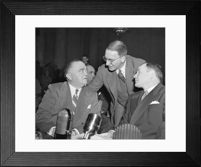 Framed Print : J. Edgar Hoover in Huddle with Senator and Attorney General Framed Print : J. Edgar Hoover in Huddle with Senator and Attorney General