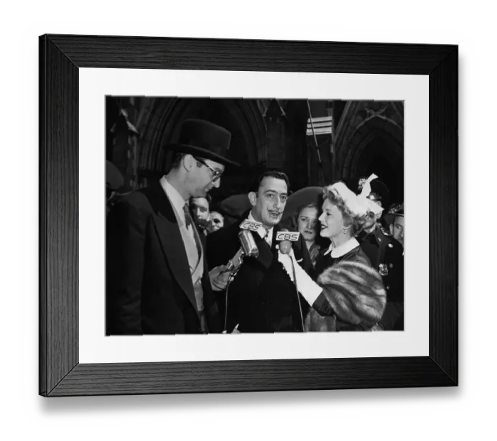 Framed Print : Salvador Dali Speaking at Microphones Held by Celebrities Framed Print : Salvador Dali Speaking at Microphones Held by Celebrities