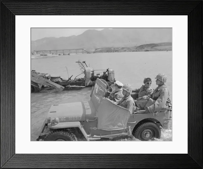 Framed Print : Douglas MacArthur in Front of Jeep Framed Print : Douglas MacArthur in Front of Jeep