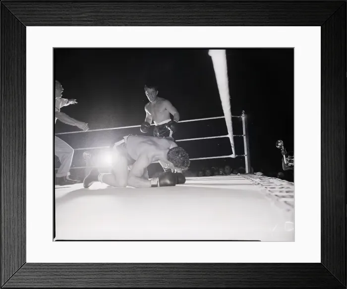 Framed Print : Rocky Graziano Stands Over Reuben Jones Framed Print : Rocky Graziano Stands Over Reuben Jones