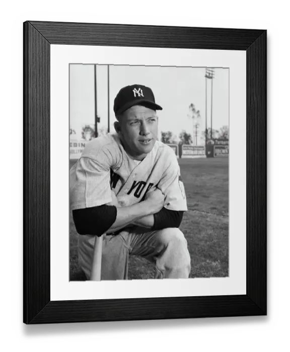 Framed Print : Mickey Mantle W / Elbow On Knee, Smiling Framed Print : Mickey Mantle W / Elbow On Knee, Smiling