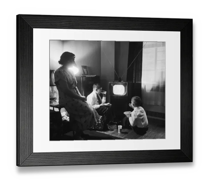Framed Print : Mrs. Coklin Watches Tv With Her Kids Framed Print : Mrs. Coklin Watches Tv With Her Kids