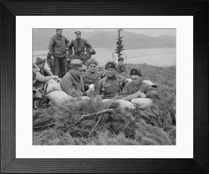 Framed Print : General Ridgeway and Soldiers Standing Inside Foxhole Framed Print : General Ridgeway and Soldiers Standing Inside Foxhole