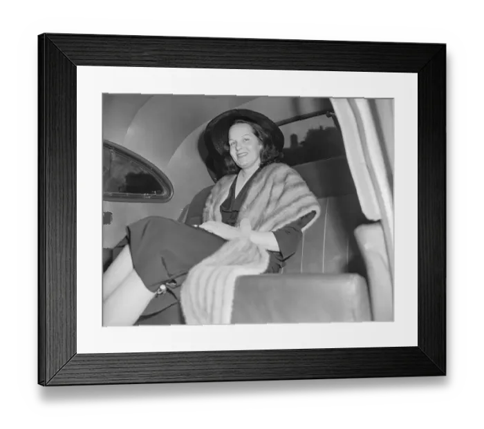 Framed Print : Virginia Hill Relaxing Inside a Car