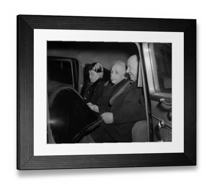 Framed Print : Albert Einstein in a car with Frank Aydelotte and his wife