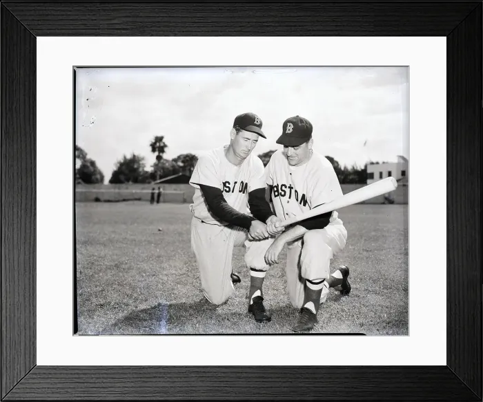 Framed Print : Ted Williams Showing Grip To L. Boudreau Framed Print : Ted Williams Showing Grip To L. Boudreau