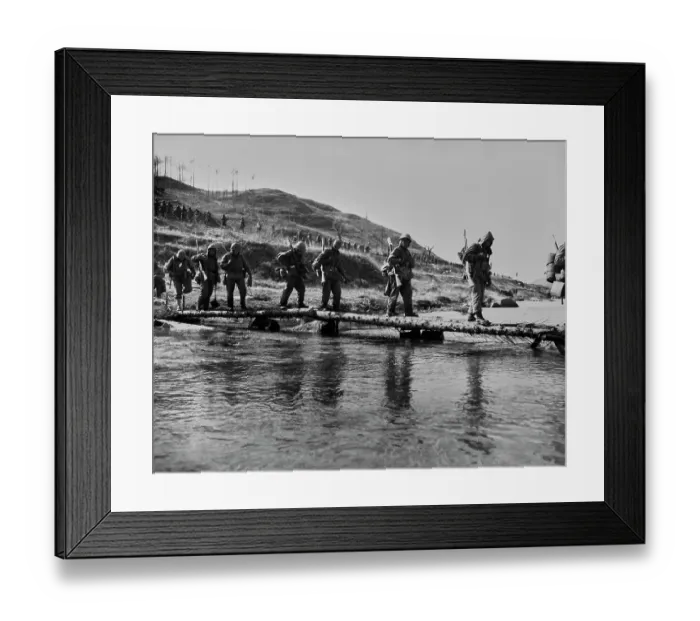 Framed Print : US Soldiers Crossing River In Korea Framed Print : US Soldiers Crossing River In Korea