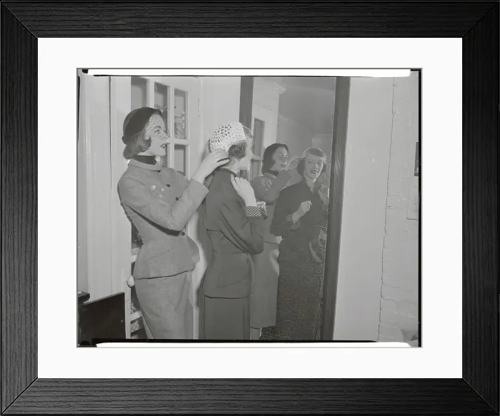 Framed Print : Joan Schulz Adjusting Hat for Gloria Gillette Framed Print : Joan Schulz Adjusting Hat for Gloria Gillette