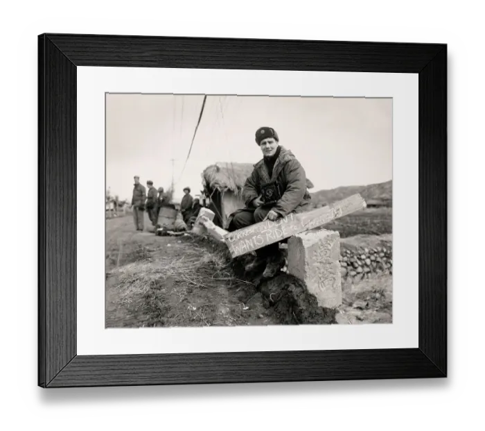 Framed Print : Korean War Correspondent Hitchhiking Framed Print : Korean War Correspondent Hitchhiking