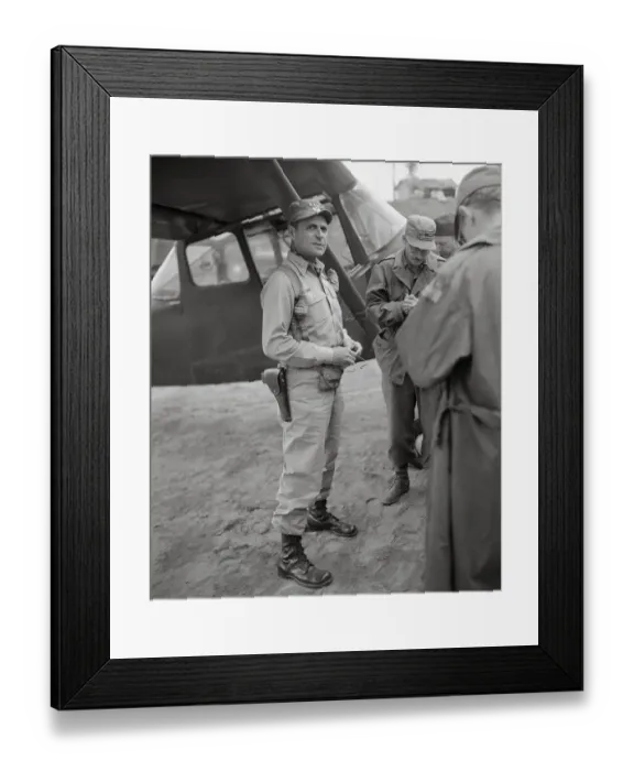 Framed Print : Matthew Ridgway Standing Near Plane Framed Print : Matthew Ridgway Standing Near Plane
