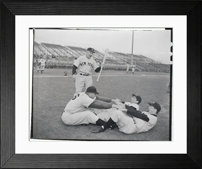 Framed Print : Yankee Players Exercising Framed Print : Yankee Players Exercising