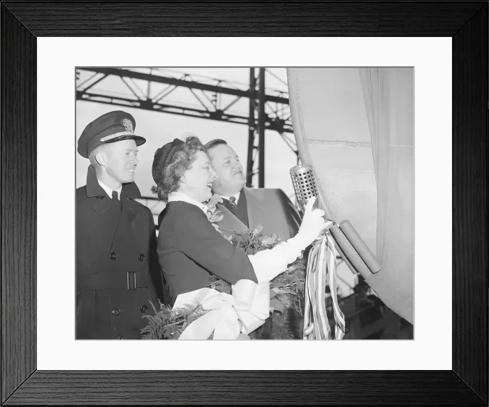 Framed Print : Woman Cristens Submarine With Bottle Framed Print : Woman Cristens Submarine With Bottle