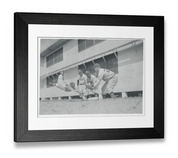 Framed Print : Baseball Player Diving Framed Print : Baseball Player Diving