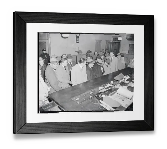 Framed Print : CCNY Basketball Players at Police Station Framed Print : CCNY Basketball Players at Police Station