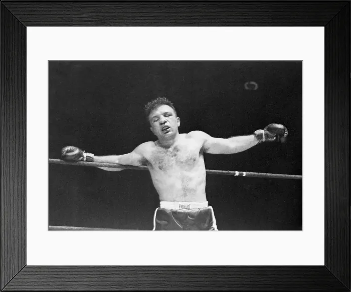 Framed Print : Beaten Jake Lamotta Leans Against Ropes Framed Print : Beaten Jake Lamotta Leans Against Ropes