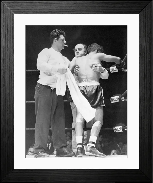 Framed Print : Doctor Holds Jake Lamotta Up in Corner