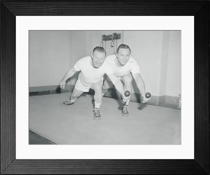 Framed Print : Gil Hodges and Chuck Dressen Exercising Framed Print : Gil Hodges and Chuck Dressen Exercising