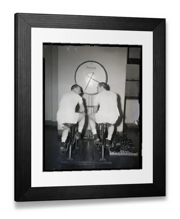 Framed Print : Dodger Manager, Player On Cycles, Workout Framed Print : Dodger Manager, Player On Cycles, Workout