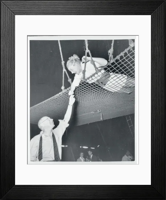 Framed Print : Cecil B. DeMille Supervising Betty Hutton Flying in The Air Framed Print : Cecil B. DeMille Supervising Betty Hutton Flying in The Air