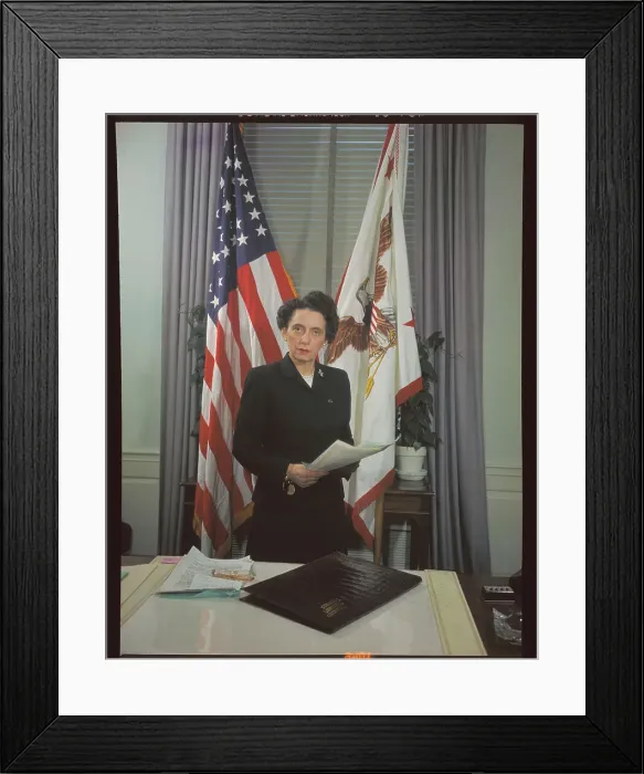 Framed Print : Anna Rosenberg Posing in Office Framed Print : Anna Rosenberg Posing in Office